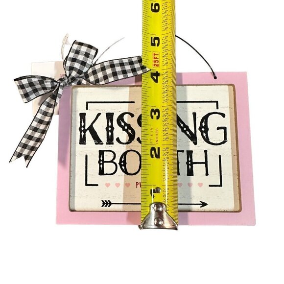 Valentines Day Mini Sign Pink Kissing Booth Farmhouse Tiered Tray Decor Holiday - Picture 7 of 11